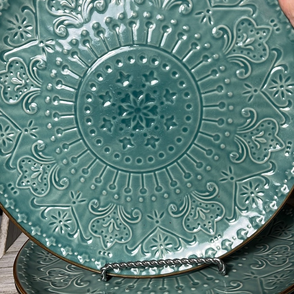 Elama Turquoise Mozaic Stoneware plates
